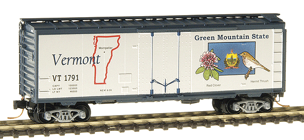 50 State Car Series 40' Plug-Door Boxcar (Aluminum, dark blue) -- Vermont #1791 - #38 in Series