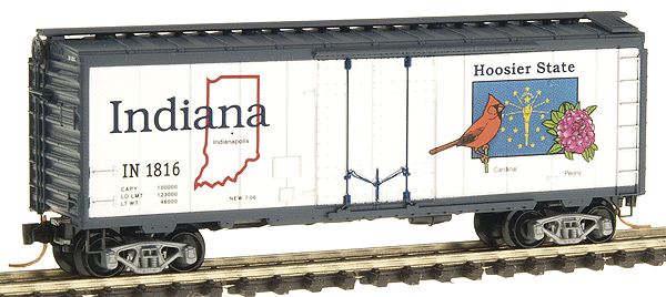 50 State Car Series 40' Plug-Door Boxcar (Aluminum, dark blue) -- Indiana #1816 - #39 in Series