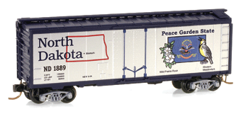 50 State Car Series 40' Plug-Door Boxcar (Aluminum, dark blue) -- North Dakota #1889 - #41 in Series