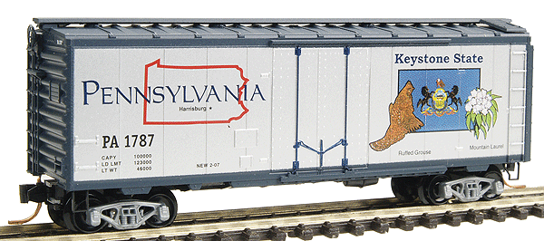 50 State Car Series 40' Plug-Door Boxcar (Aluminum, dark blue) -- Pennsylvania #1787 - #46 In Series