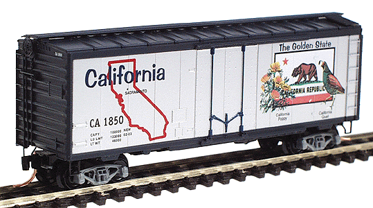 50 State Car Series 40' Plug-Door Boxcar (Aluminum, dark blue) -- California #1850 - #2 in Series