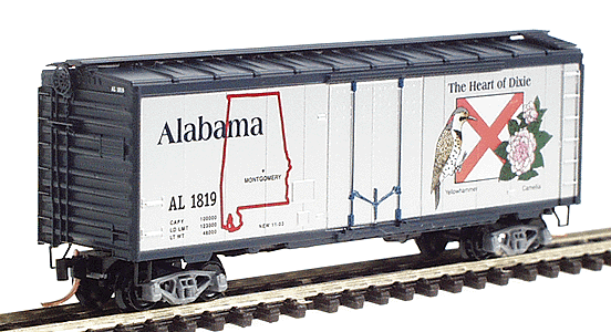 50 State Car Series 40' Plug-Door Boxcar (Aluminum, dark blue) -- Alabama #1819 - #8 in Series