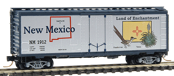 50 State Car Series 40' Plug-Door Boxcar (Aluminum, dark blue) -- New Mexico #1912 - 12th Car in Series