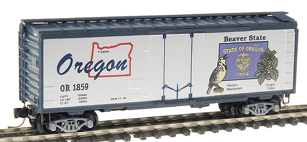 50 State Car Series 40' Plug-Door Boxcar (Aluminum, dark blue) -- Oregon #1859 - #20 in Series