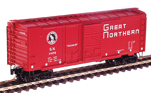 40' Standard Boxcar Plug and Sliding Door -- Great Northern #11878 (red w/white lettering; black & white herald)