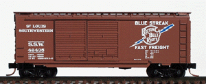 40' Standard Boxcar Double Door -- St. Louis Southwestern #46435 (Boxcar Red, white lettering, Blue Streak logo