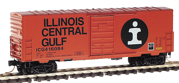 40' Standard Boxcar Single Door w/o Roofwalk -- Illinois Central Gulf Railroad #416084 (Orange w/Black Lettering Blk/Wht Logo)