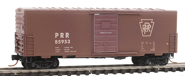 40' Single-Door Boxcar No Roofwalk - Ready to Run -- Pennsylvania Railroad #85953 (Weathered Tuscan Red)