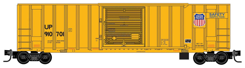 50' Rib-Side Track Inspection Car, No Roofwalk - Ready to Run -- Union Pacific #910701 (Armour Yellow w/Modeler-Added Solar Panels)-1