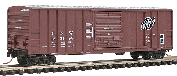 50' Rib-Side Single-Door Boxcar No Roofwalk - Ready to Run -- Chicago & North Western #155898 (Boxcar Red, Employee Owned Logo)