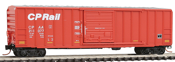 50' Rib-Side Single-Door Boxcar No Roofwalk - Ready to Run -- Canadian Pacific (CPAA) #211077 w/Add-On Vent Cover Panels (Action Red))
