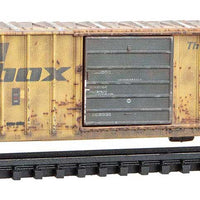 50' Rib-Side Single-Door Boxcar No Roofwalk - Ready to Run -- Chesapeake & Ohio #400785 (Weathered, Patched Ex-Railbox, yellow Series #7)