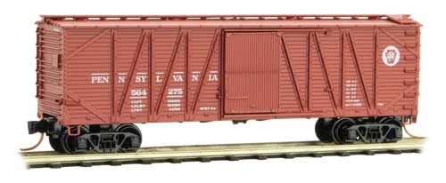 40' Outside-Braced Single-Door Wood Boxcar - Ready to Run -- Pennsylvania Railroad 564275 (Tuscan, Circle Keystone Logo)