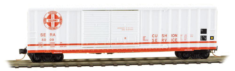 50' Rib-Side Double-Door Boxcar No Roofwalk - Ready to Run -- Sierra Railroad #5009 (white, orange, Per Diem Car Series #2)