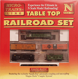 Table Top Diesel Freight w/22 x 52" Oval, Atlas GP38, 3 Cars & Caboose -- Burlington Northern