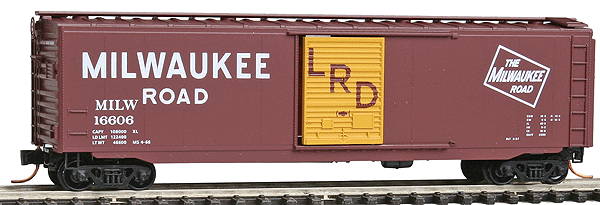 50' Plug-Door Boxcar - Ready to Run -- Milwaukee Road #16606 (Boxcar Red, yellow, Billboard Lettering, LRD Markings