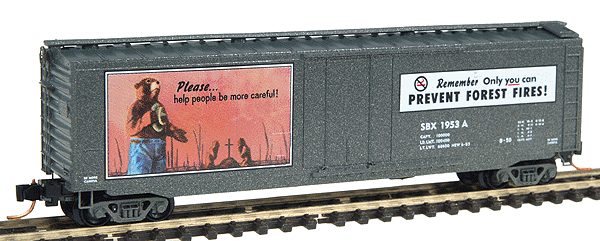 Smokey Bear Forest Fire Prevention Series 50' Plug Door Boxcars -- #1; SBX 1953 "Please... help people to be more careful!"
