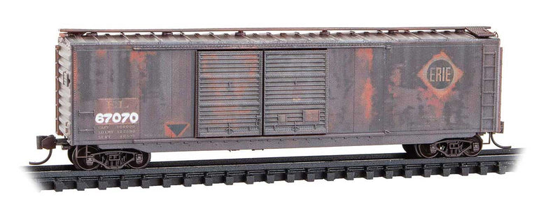 50' Double-Door Boxcar - Ready to Run -- Erie #67070 (Weathered, Boxcar Red, CR Family Series Car #2)-1