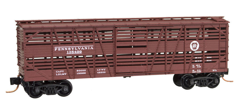 40' Despatch Wood Stock Car - Ready to Run -- Pennsylvania Railroad #135499 (Tuscan, Circle Keystone)