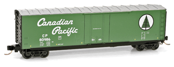 50' Plug-Door Boxcar No Roofwalk - Ready to Run -- Canadian Pacific #80986 (green, black and white Logo)