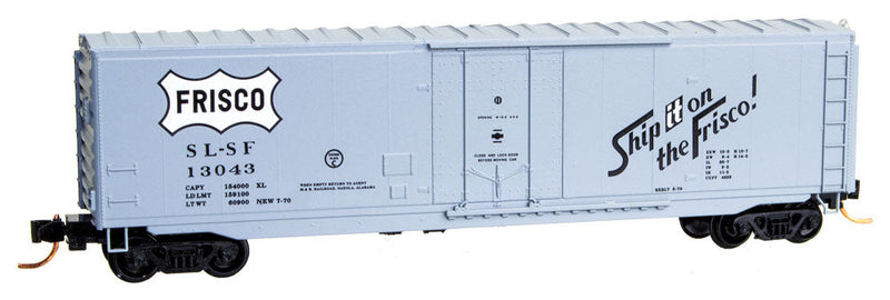 50' Plug-Door Boxcar No Roofwalk - Ready to Run -- St. Louis-San Francisco #13043 (gray, white Frisco Logo)