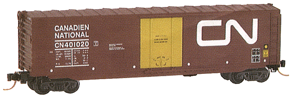 50' Standard Plug Door  Boxcar - No Roofwalk -- Canadian National #40120 (Mineral Red w/Reefer Yellow door)