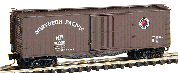 40' Double-Sheathed Wood Single Door Boxcar w/Vertical Brakewheel -- Northern Pacific #39030 (Dark Boxcar Red)