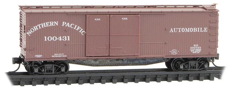 40' Double-Sheathed 1-1/2 Door Wood Boxcar w/Vertical Brake Wheel Ready to Run -- Northern Pacific #100431 (Boxcar Red, white)
