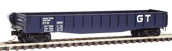 50' Gondola w/Fishbelly Side Drop Ends GTW Blue -- Grand Trunk Western #146015 (GTW Blue, white herald & lettering)