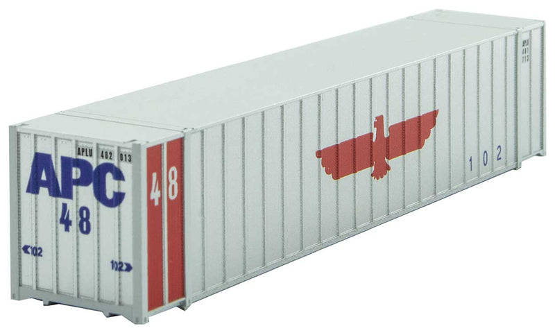 48' Rib-Side Container - Assembled -- APC 482013 (white, red, blue, APL Eagle Logo)