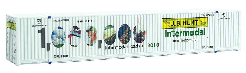 Jindo 53' Corrugated-Side Container - Horizontal Front Ribs - Assembled -- JB Hunt Intermodal 259748 (white, yellow, green, 1 Million Loads 2010 Graphi
