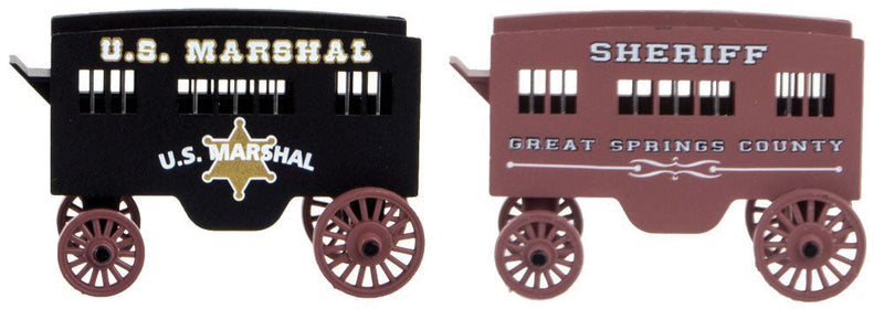 U.S. Marshal & Sheriff Wagon 2-Pack - Assembled -- United States Marshall (black) & Sheriff (brown)