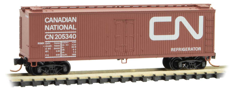 40' Double-Sheathed Wood Reefer - Ready to Run -- Canadian National 205340 (Boxcar Red, Noodle Logo)