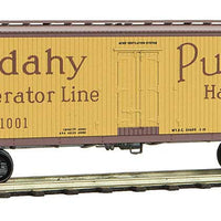 40' Double-Sheathed Wood Reefer - Vertical Brake Wheel - Ready to Run -- Cudahy Refrigerator Line 1001 (yellow, Boxcar Red, Old Dutch & Puritan Lard)