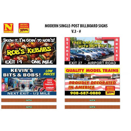 Modern Billboard - Kit -- Kit #3, Sign Size Scale 24 x 14, Overall Height Scale 32'-2