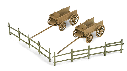 2 Civil War Era Wagons & Fencing - Kit