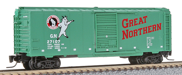 PS 40' Standard Boxcar, Single Youngstown Door -- Great Northern #27107 (Glacier Green, white, red, black Herald, white Letter