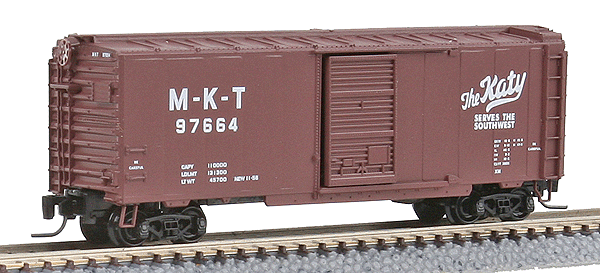 40' Single-Door Boxcar - Ready to Run -- Missouri-Kansas-Texas #97664 (Boxcar Red, Katy Serves the Southwest Logo)