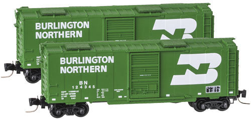 40' Single-Door Boxcar w/Roof Hatches - Ready to Run -- Burlington Northern #124340 (Cascade Green, white, Hide Service, Large Logo)