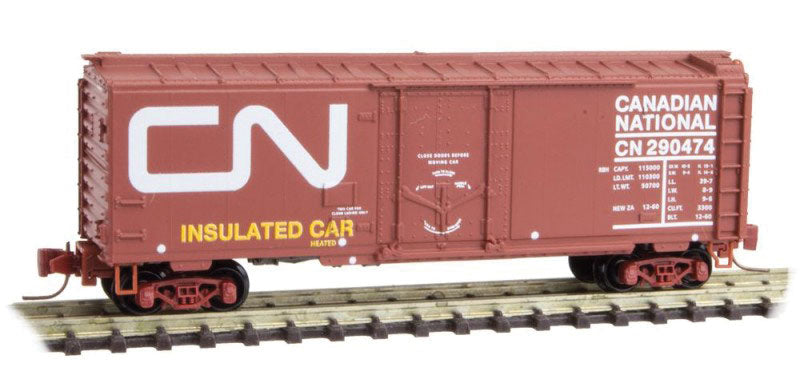 40' Plug-Door Boxcar - Ready to Run -- Canadian National #290474 (Boxcar Red, white, yellow, Inuslated, Large Noodl