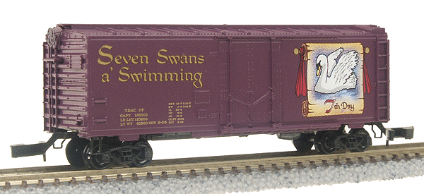 12 Days of Christmas Series: 40' Plug-Door Box w/Marklin Couplers -- #7 Seven Swans a'Swimming