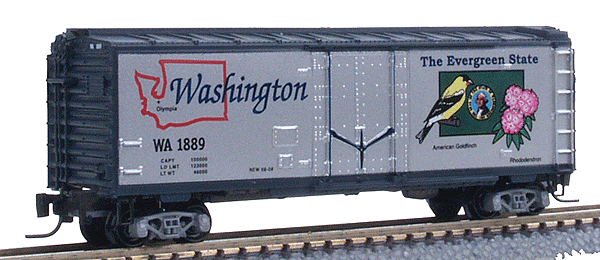 50-State Car Series - 40' Plug-Door Boxcar -- Washington State #1889 (#2 in Series; American Goldfinch & Rhododendron)