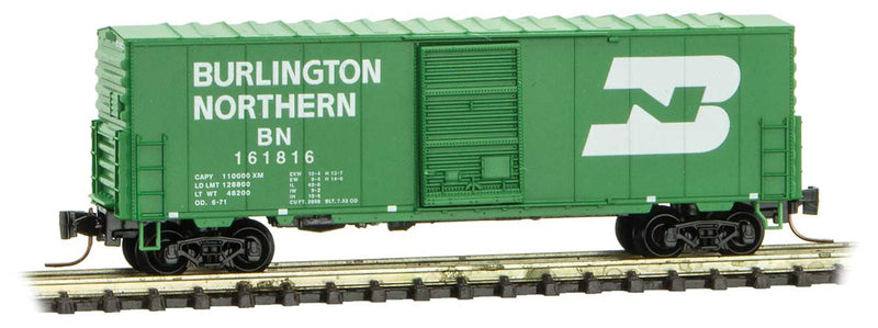 40' Single-Door Boxcar No Roofwalk - Ready to Run -- Burlington Northern 161816 (Cascade Green, white, Large Logo)