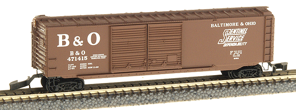 50' Standard Boxcar Double Doors Marklin(R) Couplers -- Baltimore & Ohio #471415 (Boxcar Red w/White Logo & Lettering)