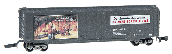 Smokey Bear Forest Fire Prevention Series 50' Plug Door Boxcar -- #3: 1953 "This Shameful Waste Weakens America!" w/Marklin(R) Couplers