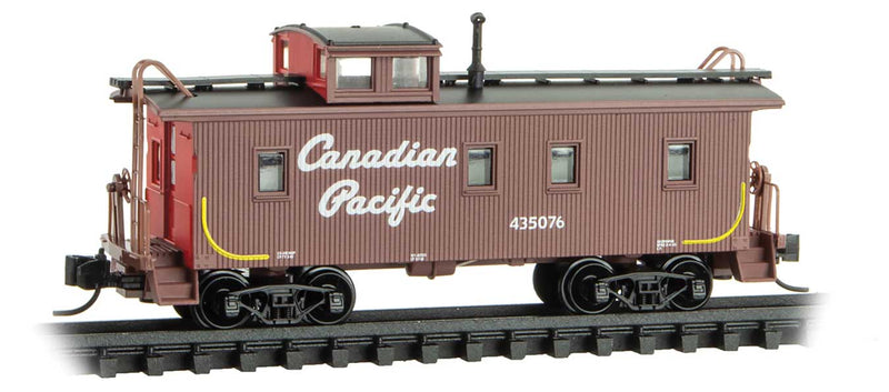 34' Wood-Sheathed Caboose with Straight Cupola - Ready to Run -- Canadian Pacific 435076 (Boxcar Red, red, Script Lettering)