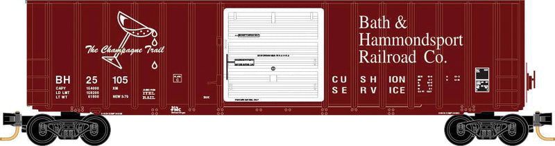 50' Rib-Side Single-Door Boxcar No Roofwalk - Ready to Run -- Bath & Hammondsport #25105 (purple, white, Per Diem Series #10)