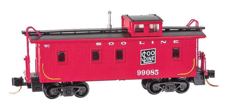 34' Wood-Sheathed Caboose w/Straight Cupola - Ready to Run -- Soo Line #99085 (red, black, white)