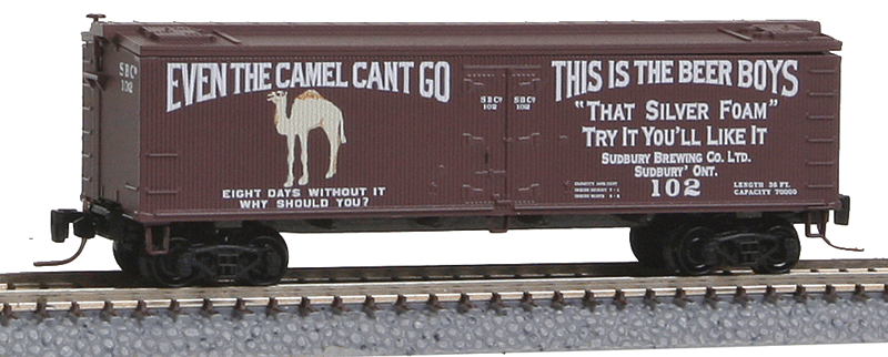 40' Wood-Sheathed Ice Reefer - Ready to Run -- Sudbury Brewing Company #102 (Brewery Series #6, Boxcar Red, white)
