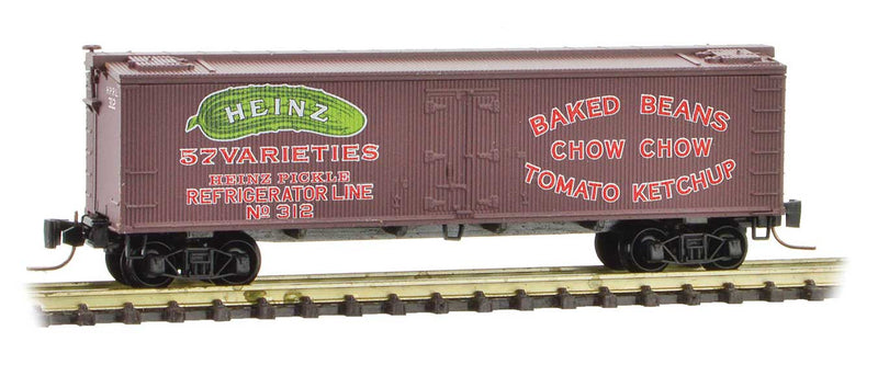 40' Wood-Sheathed Ice Reefer - Ready to Run -- Heinz 312 (Boxcar Red, red, Billboard 57, green, Chow Chow, Series Car 9)